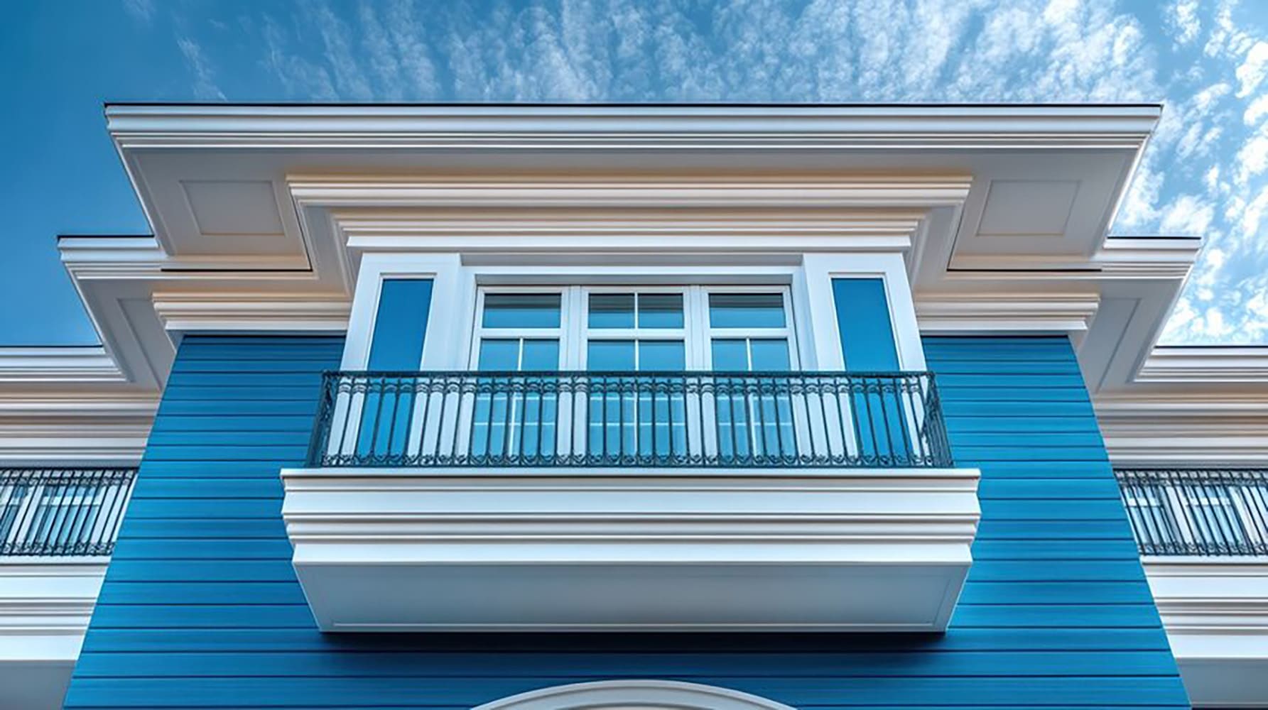 Freshly painted blue coastal home exterior illustrating how long does exterior paint last in James Island’s climate