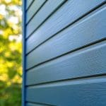Close-up of freshly painted blue exterior siding showing the type of durable finish that holds up best in high humidity conditions